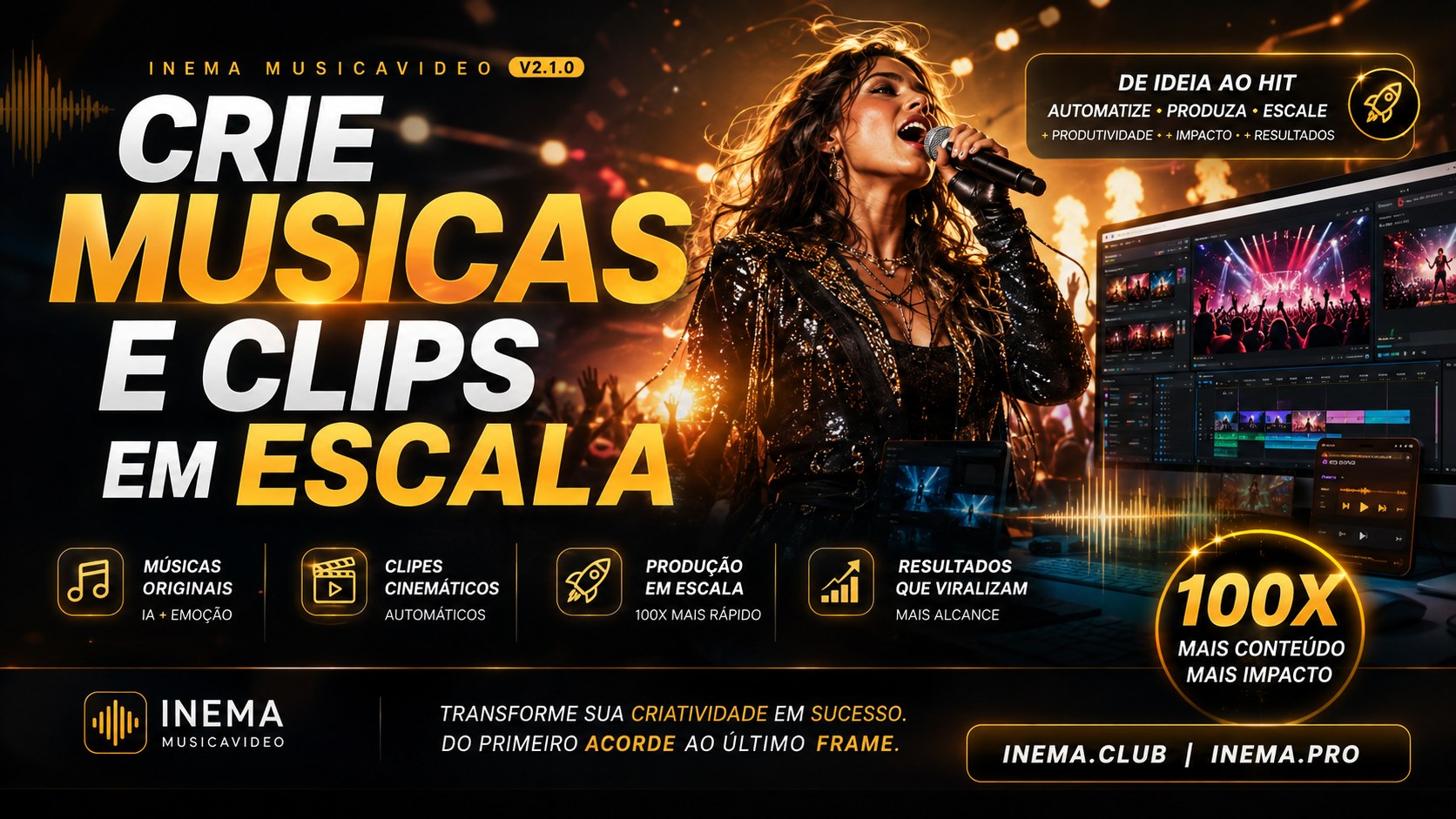 INEMA MUSICAVIDEO — crie músicas e clipes em escala, de ideia ao hit