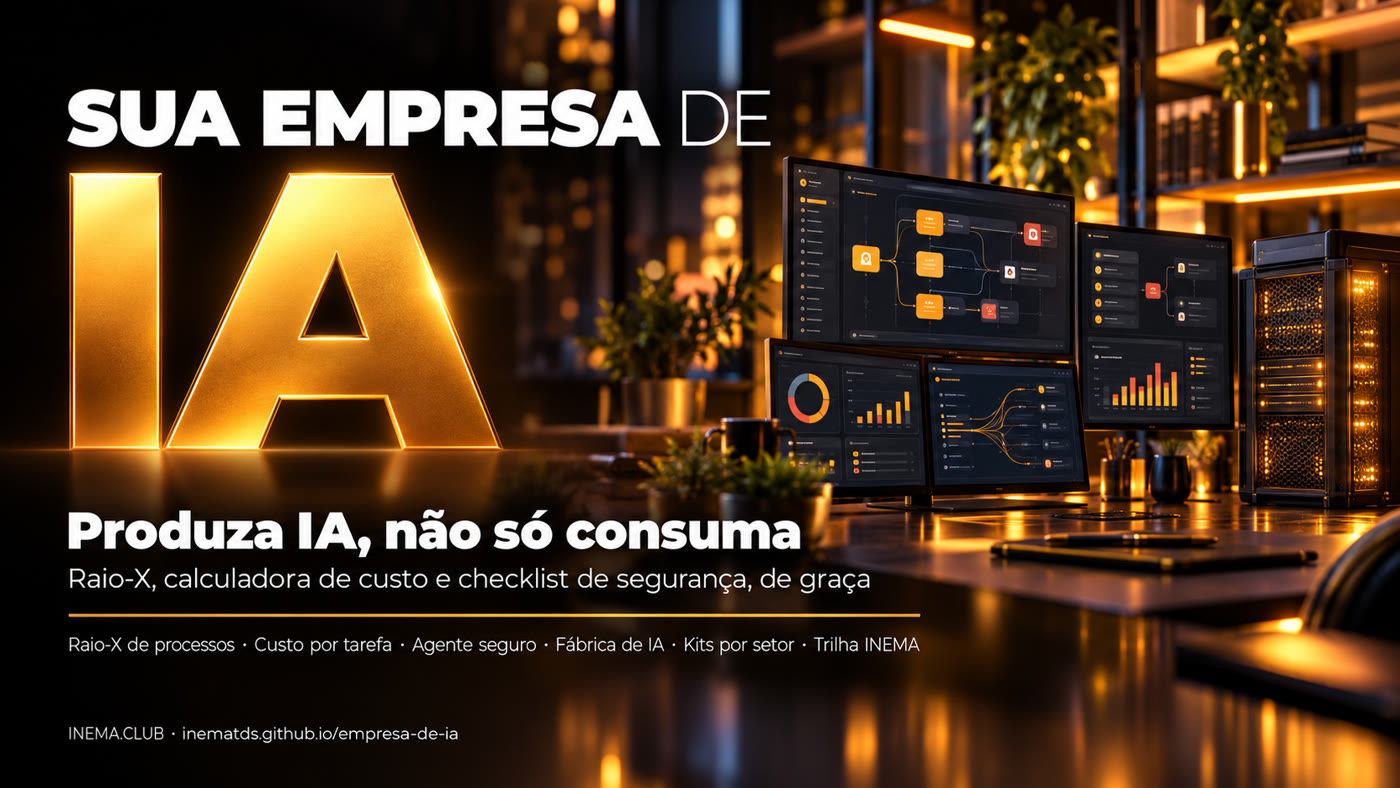 Sua empresa de IA — kit gratuito para pequenas e médias empresas: Raio-X de Processos, custo por tarefa e agente seguro.