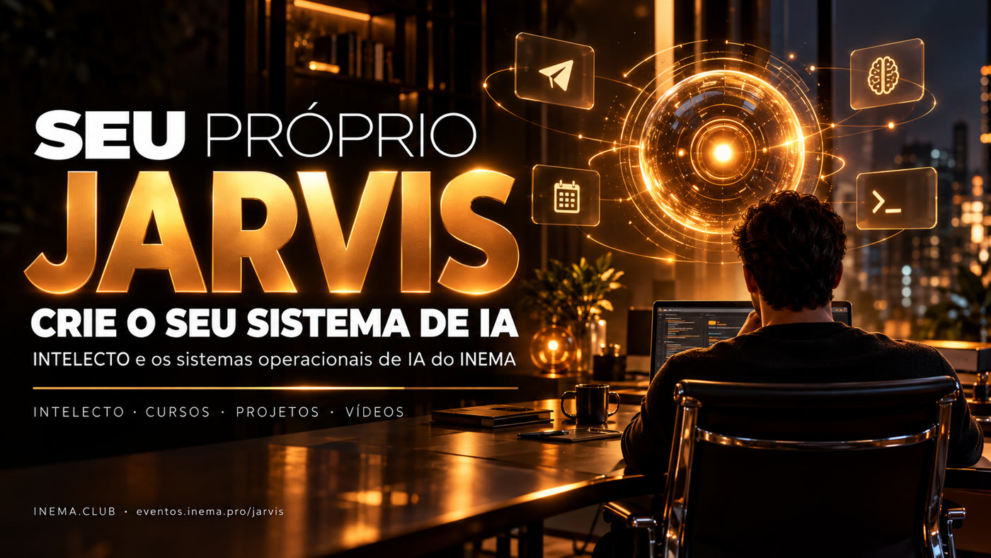 Seu próprio Jarvis: crie o seu sistema de IA — INTELECTO e os sistemas operacionais de IA do INEMA, com cursos, projetos e vídeos.