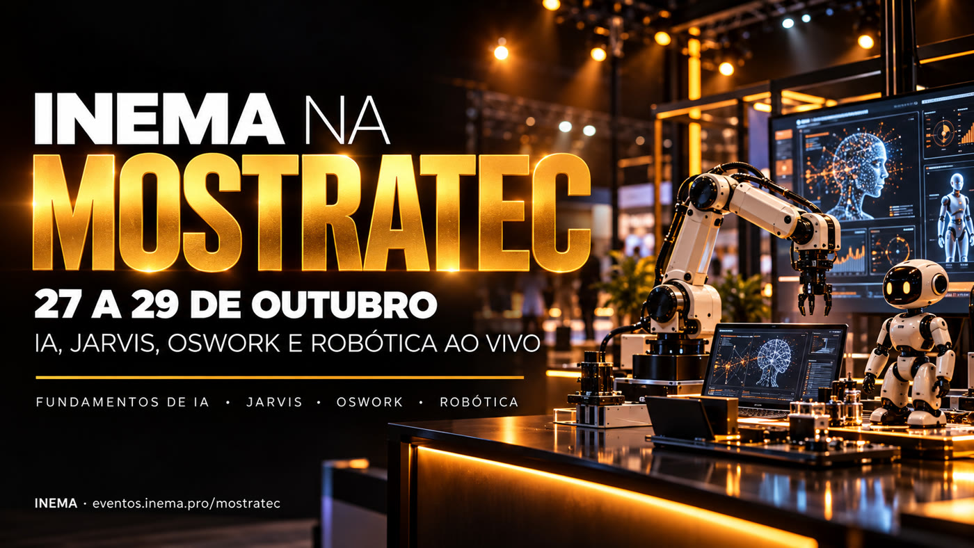 INEMA na Mostratec, de 27 a 29 de outubro: IA, JARVIS, OSWork e robótica ao vivo.