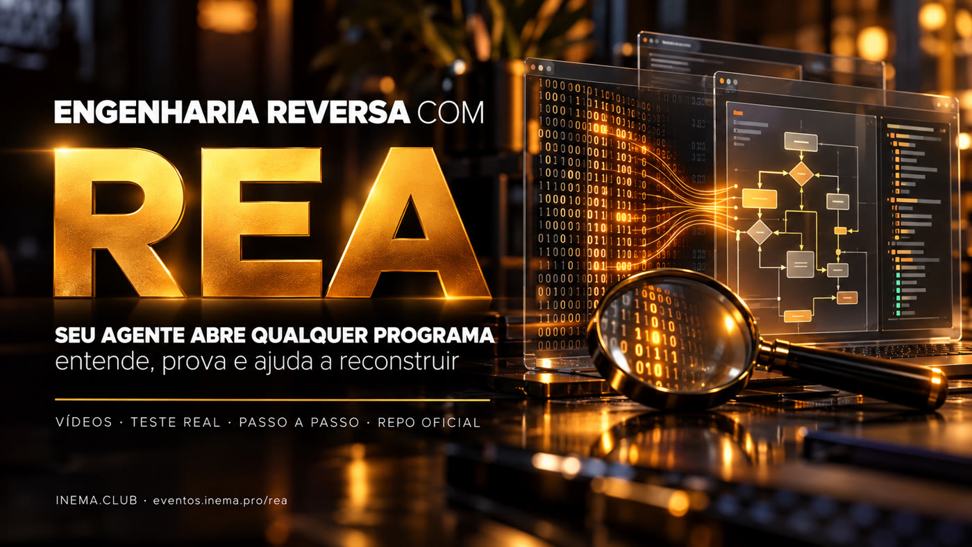 Engenharia reversa com REA: o seu agente de IA abre qualquer programa, entende, prova e ajuda a reconstruir.