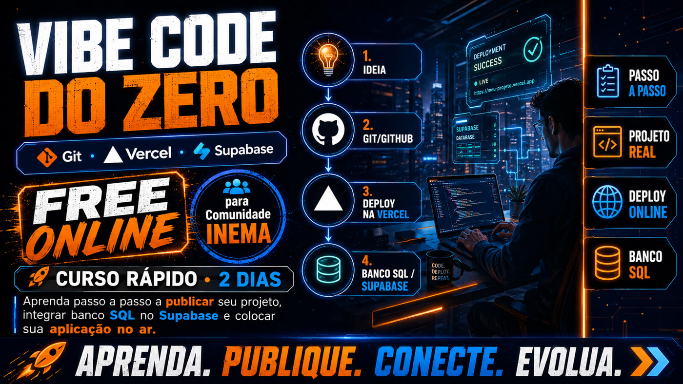 Vibe Code do Zero, treinamento de Git, Vercel e Supabase